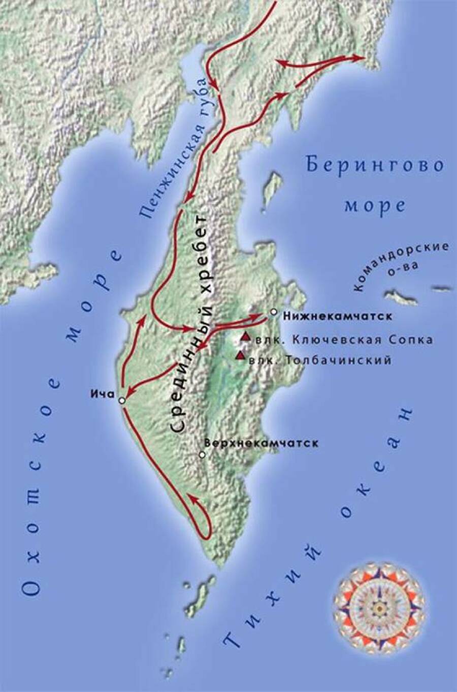 Карта похода Владимира Атласова на Камчатку