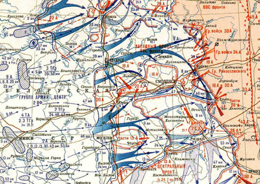 Карта Смоленского сражения