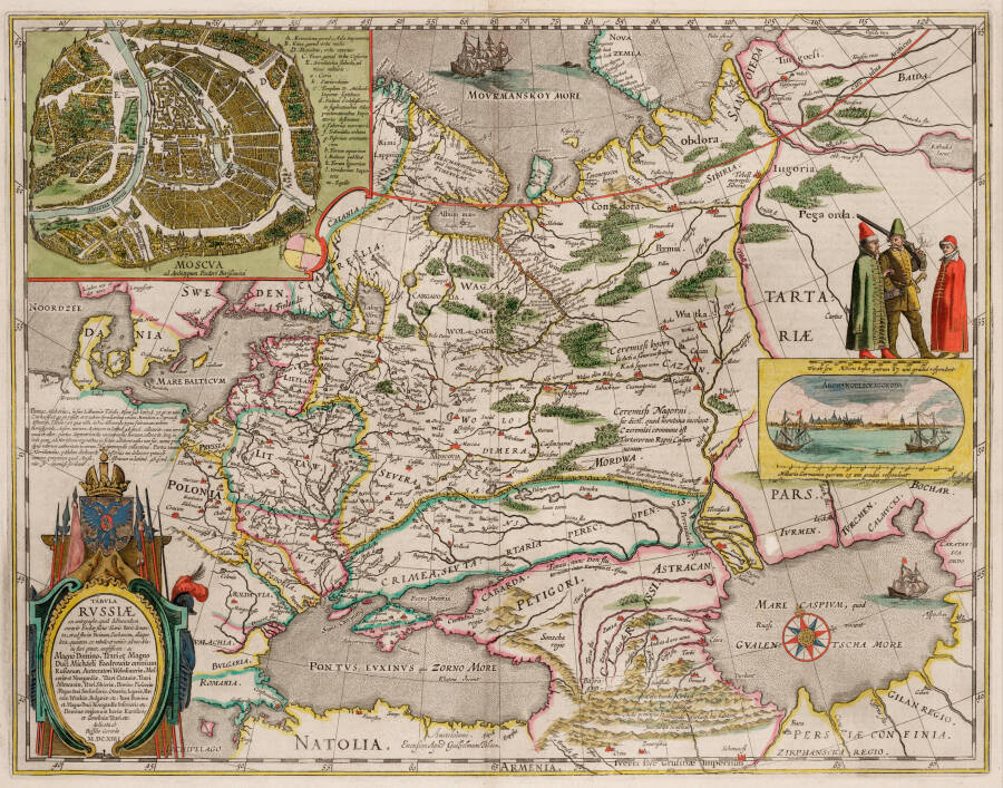 Карта России, созданная на основе чертежей Федора Годунова 1600-1605 гг.