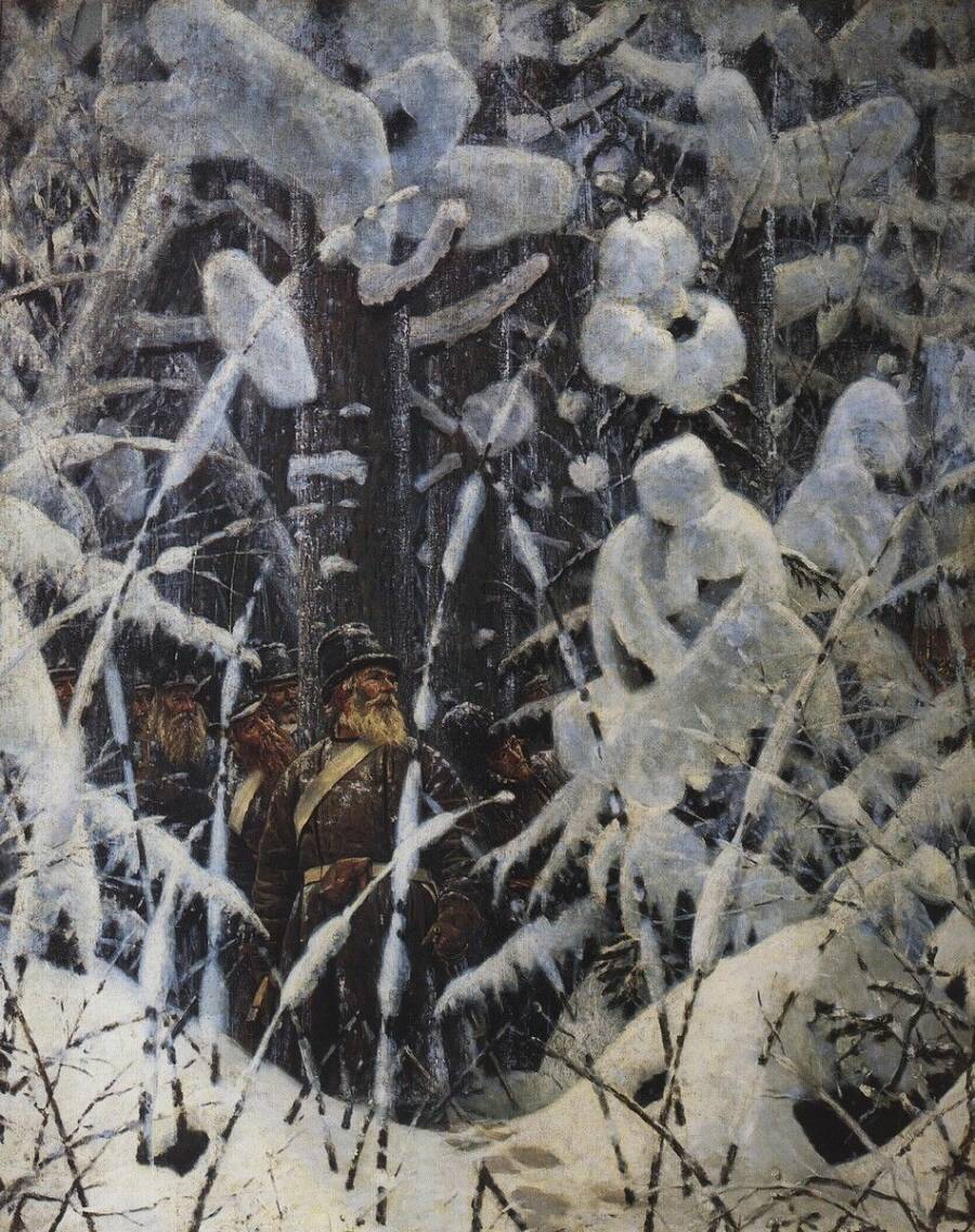 «Не замай! Дай подойти!» Картина художника Василия Верещагина из альбома «Нашествие Наполеона. Отечественная война 1812 г.» Санкт-Петербург, 1911 г.