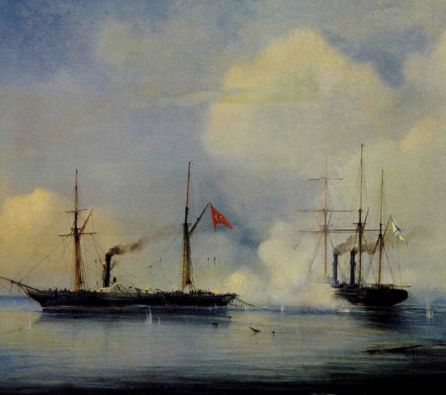 Бой пароходофрегата «Владимир» с турецко-египетским военным пароходом «Перваз-Бахри» 5 ноября 1853 года. А. П. Боголюбов 