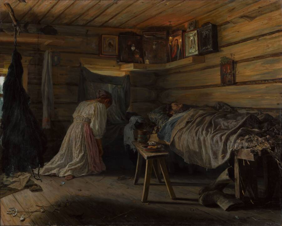 В.М. Максимов «Больной муж», 1881 год. Из собрания Третьяковской галереи.