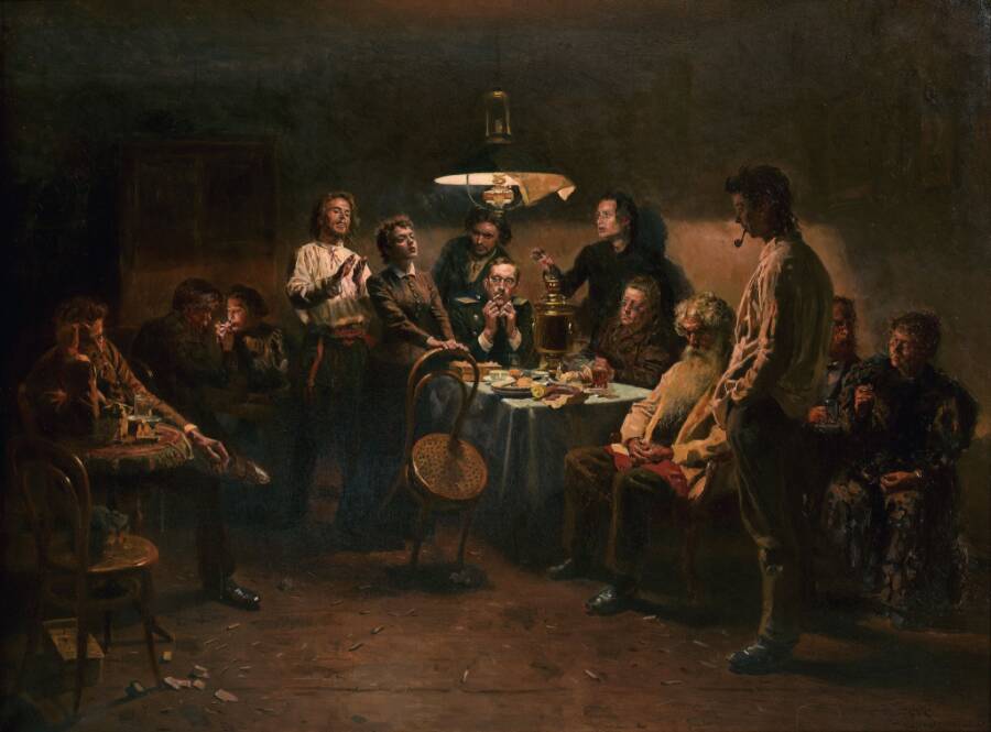 В.Е. Маковский «Вечеринка», 1875–1897 гг. Из собрания Третьяковской галереи.