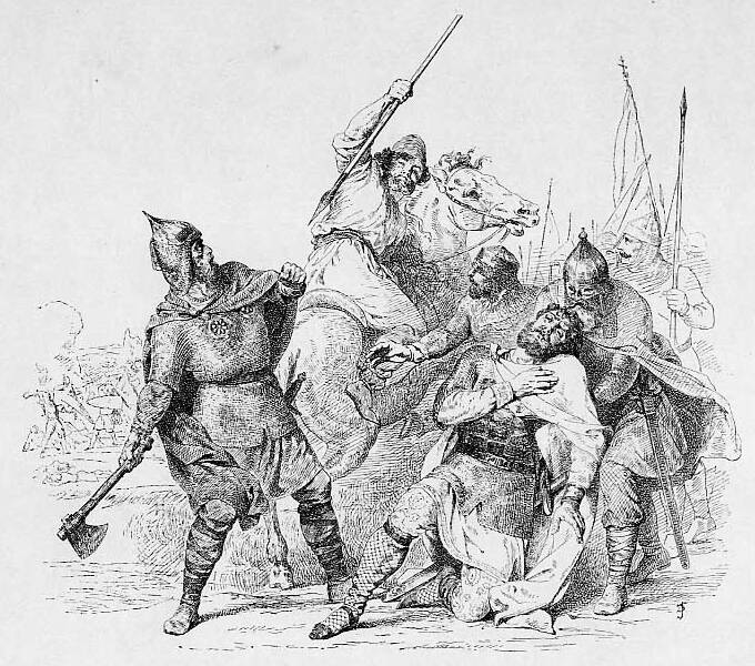 Гибель Изяслава Ярославича в битве на Нежатиной Ниве. Рисунок В. П. Верещагина