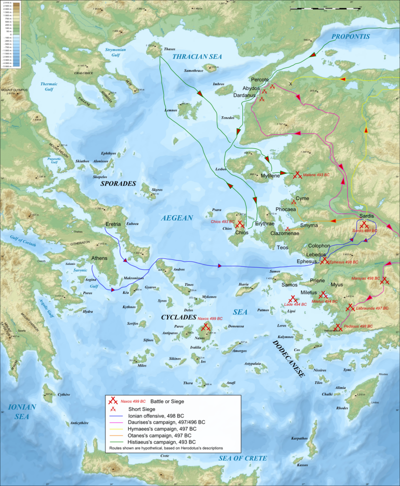Карта Ионийского восстания