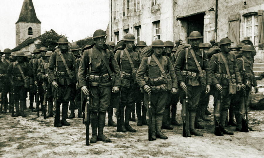 Американские солдаты на фронте. Франция, 1918 год.