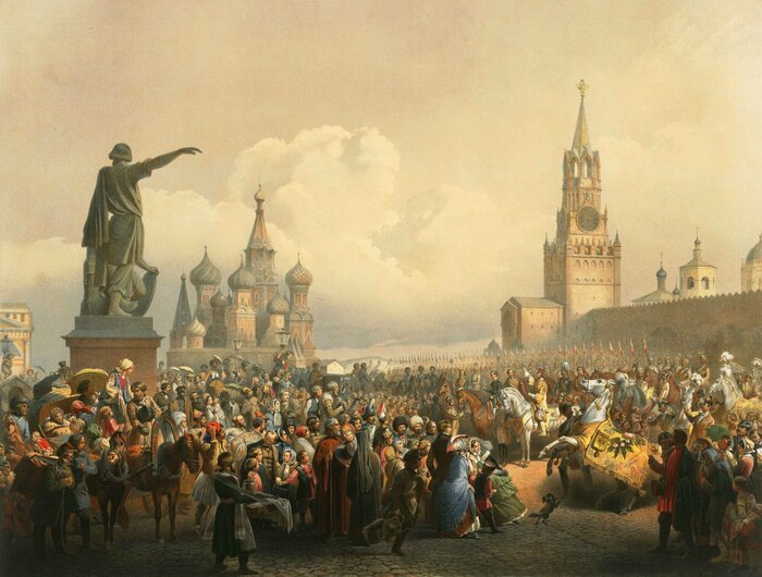 Объявление о дне коронации Александра II на Красной площади. Художник В.Ф. Тимм