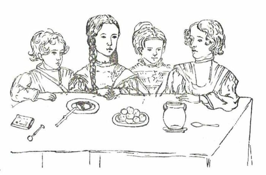 Дети А.С. Пушкина. 1841 год. Слева направо: Григорий, Мария, Наталья, Александр