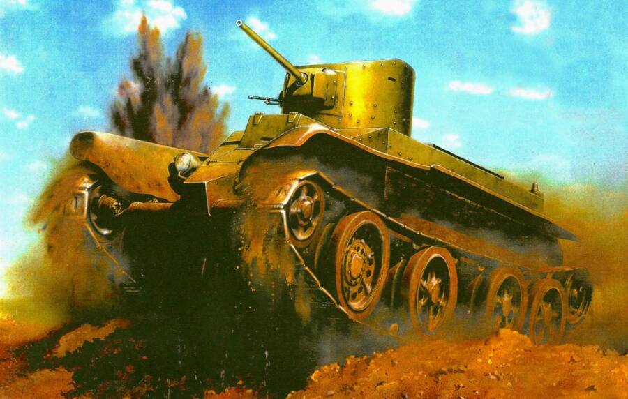 Танк БТ-2 с пушечным вооружением (современный рисунок)