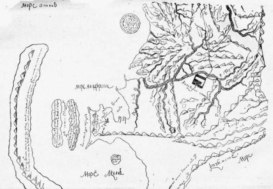 Анадырский острог на карте Ивана Львова. Около 1710 года
