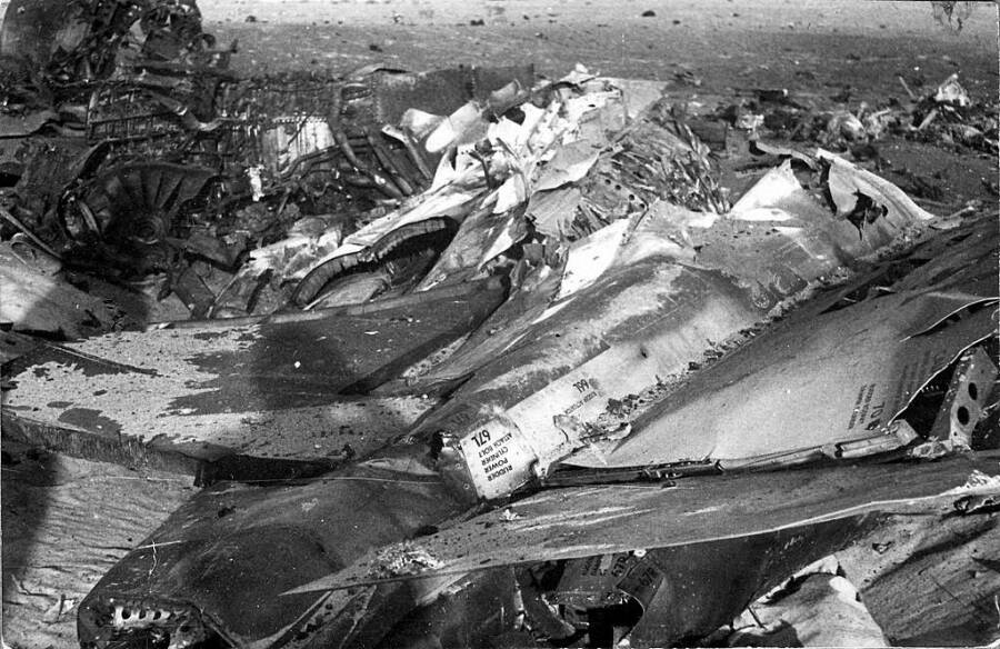 Обломки израильского истребителя F-4E «Фантом», сбитого советскими зенитчиками 3 августа 1970 года
