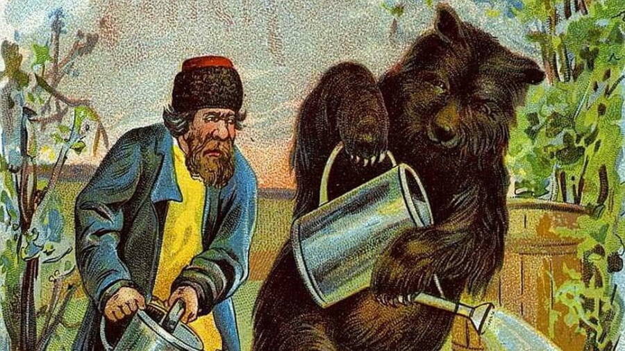 Иллюстрация к сказке «Мужик и медведь»