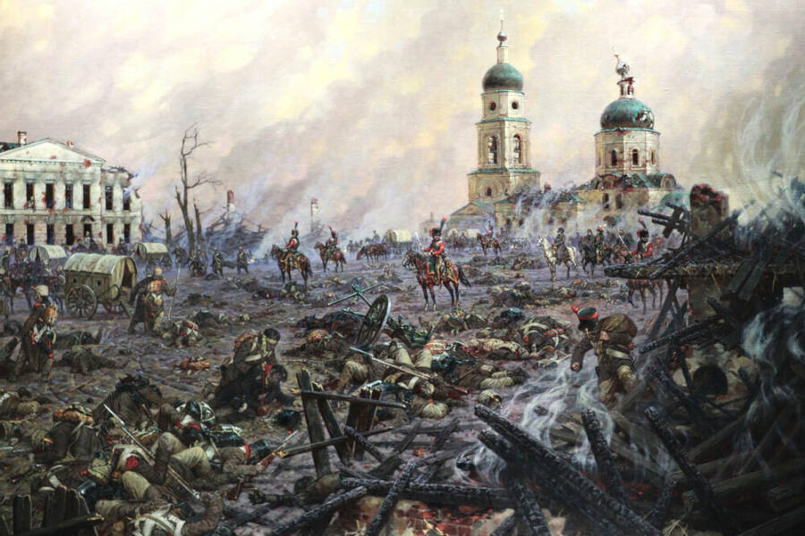 Соборная площадь в Малоярославце 13 (25) октября 1812 года». Картина художника-баталиста Александр Аверьянова