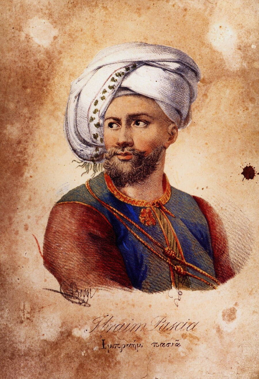 Ибрагим-паша, командующий турецким флотом в Наваринском сражении. Художник Джованни Богги, 1820-е годы
