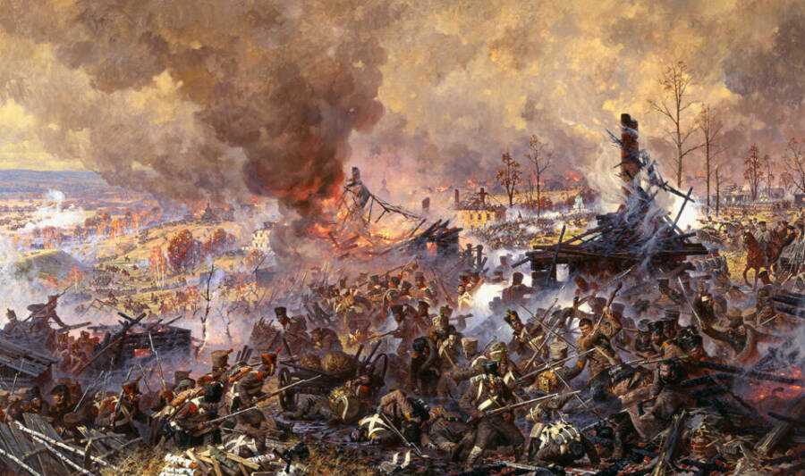 «Сражение за Малоярославец 12 (24) октября 1812 года». Картина художника-баталиста Александр Аверьянова