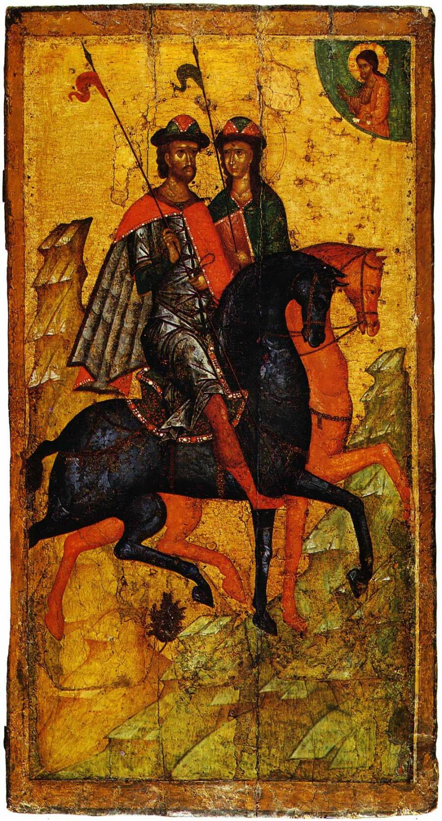 Святые Борис и Глеб на конях. XIV век