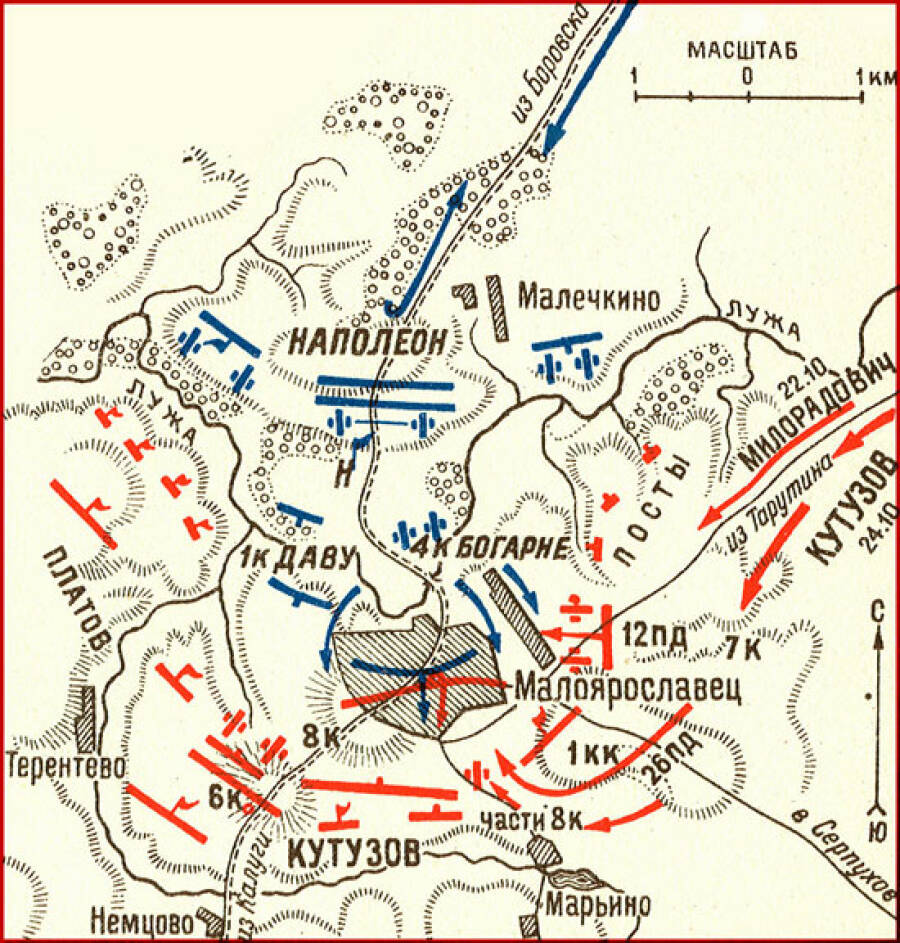 Карта сражения при Малоярославце