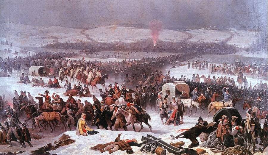 «Великая армия переходит через Березину». Картина художника Януария Суходольского, 1866 год