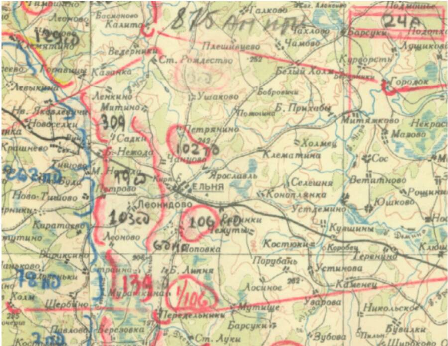 Положение 24-й армии на начало октября 1941 года под Ельней