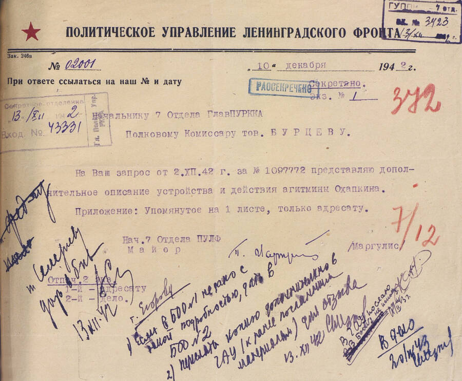 Документы из  Центрального архива  Министерства обороны РФ