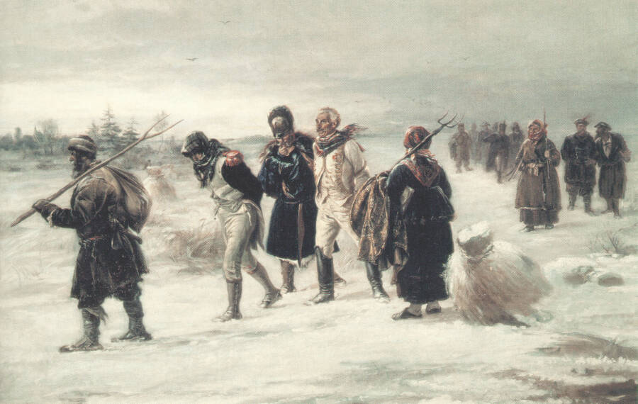 «В 1812 году. Пленные французы». Картина художника Иллариона Прянишникова, 1873 год