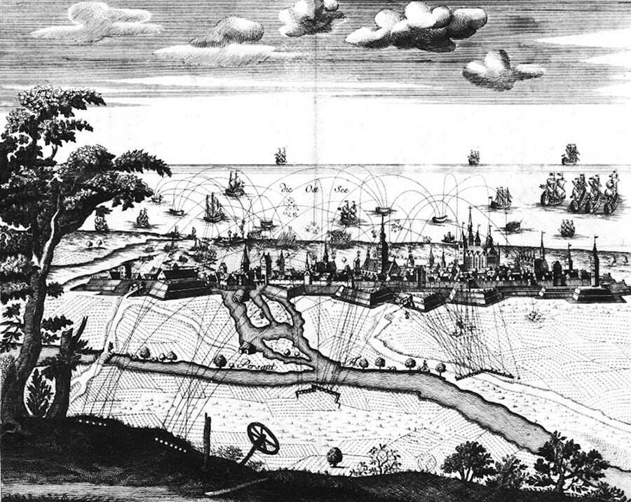 «Осада крепости Кольберг». Немецкая гравюра XVIII века