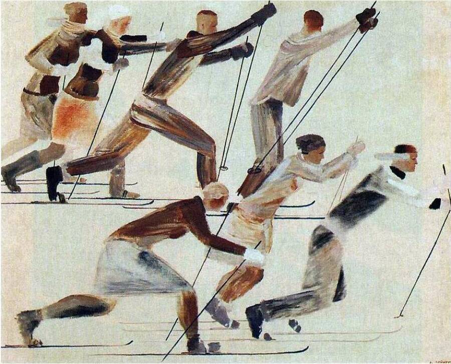 Лыжники. Художник Александр Дейнека, 1934 год