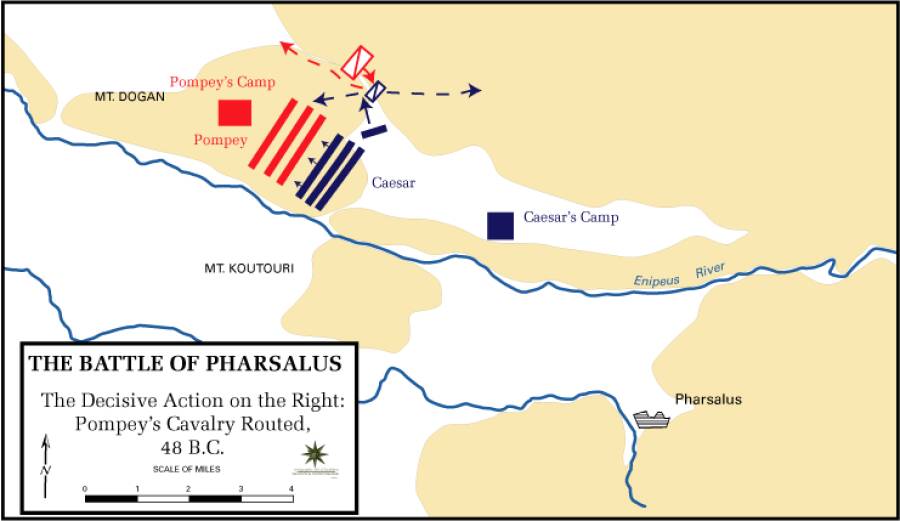 Схема битвы при Фарсале.