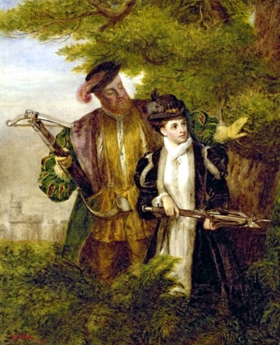 Генрих VIII и Анна Болейн на охоте в Виндзорском лесу. 