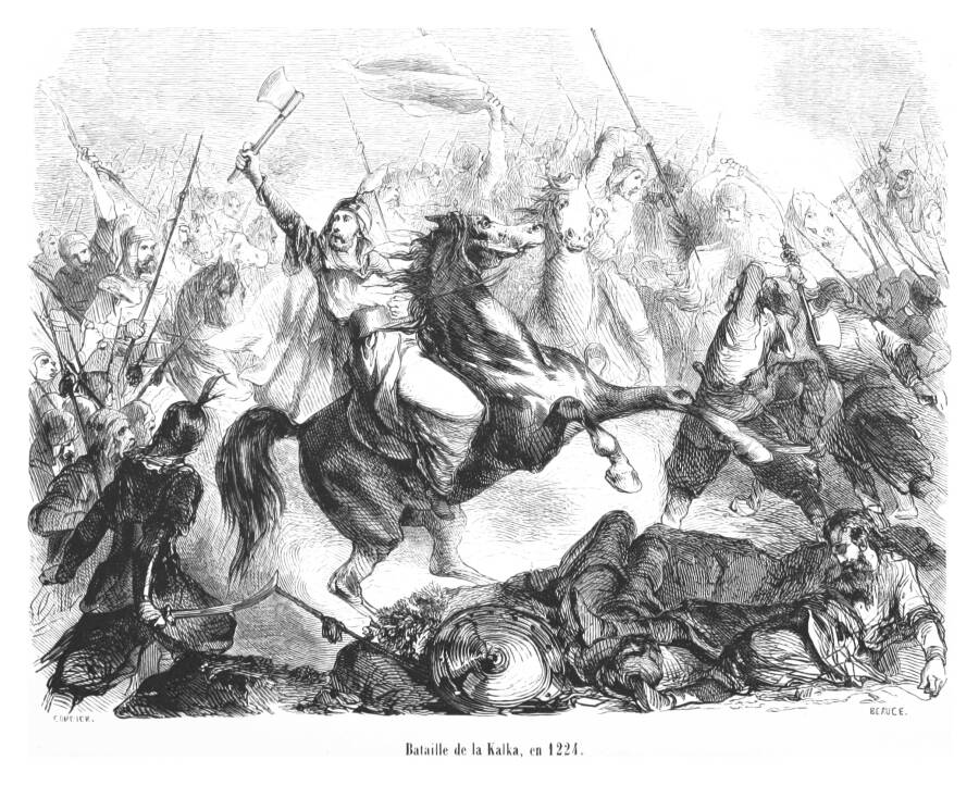 Битва на реке Калке. Западноевропейская иллюстрация XIX века. 