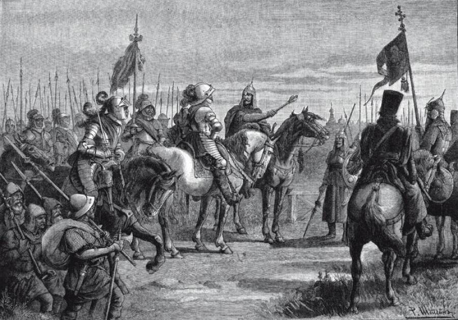 Ещё в 1609 году шведские наёмники помогали Михаилу Скопину-Шуйскому в борьбе с поляками и «тушинцами». 