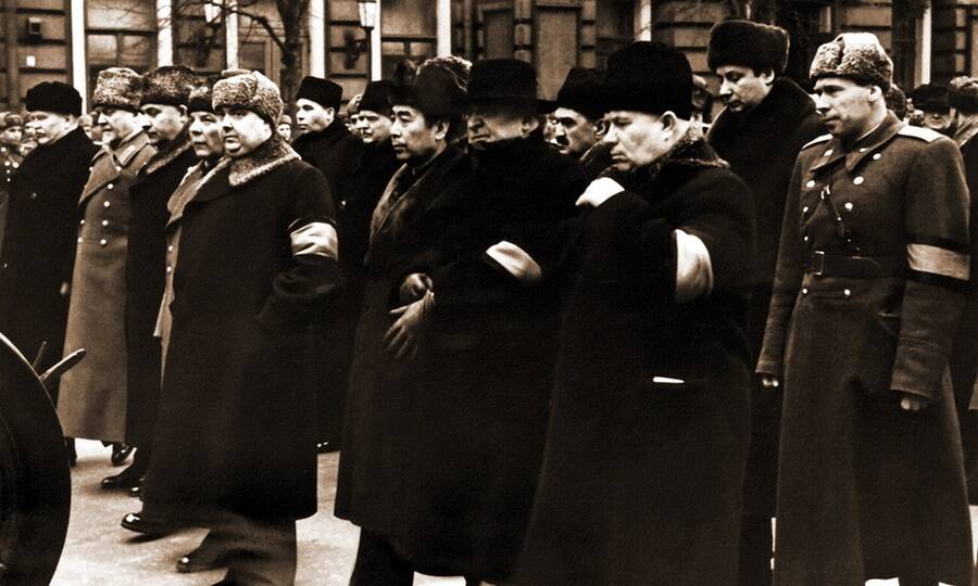  Г.М. Маленков среди других руководителей СССР на похоронах И.В. Сталина, 9 марта 1953 года. 