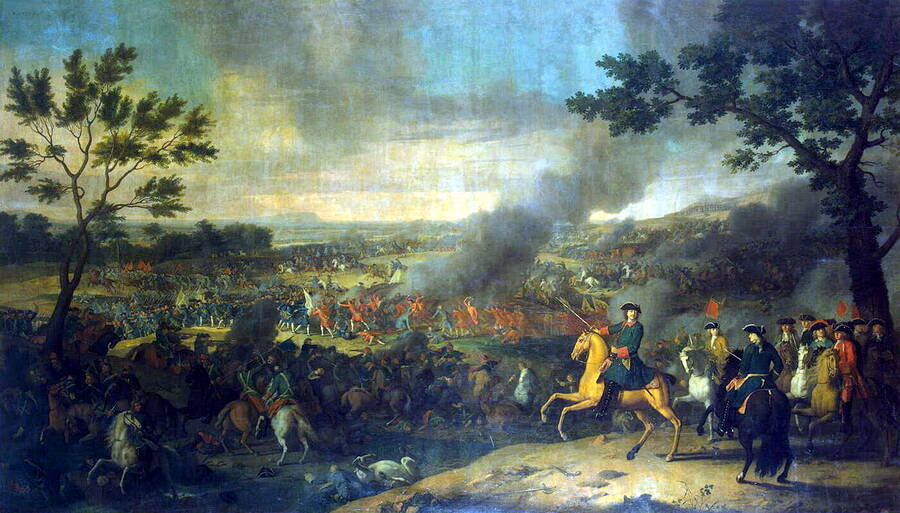 Полтавская битва 1709 года. Художник Луи Каравак, 1718 год. 