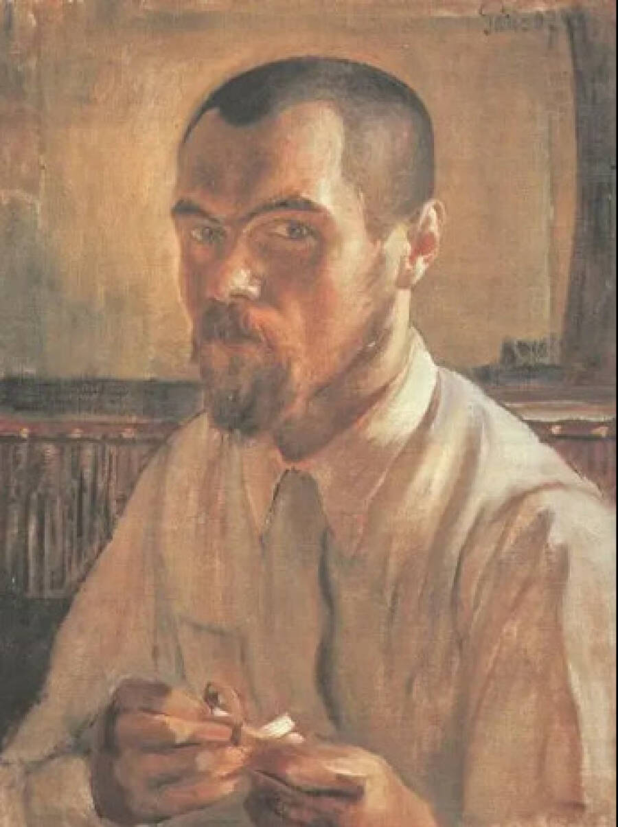 Автопортрет Кузьмы Петрова-Водкина. 1907 год. Находится в частной коллекции.