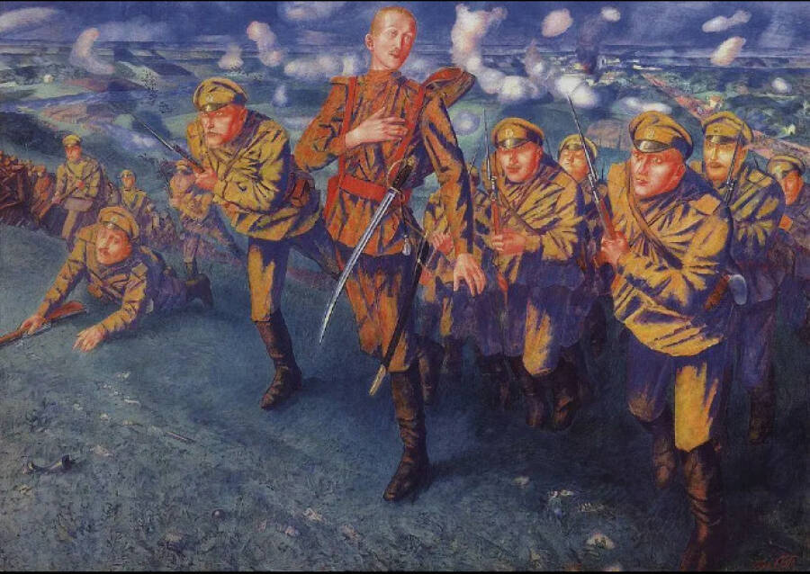 Картина «На линии огня». 1916 год. Государственный Русский музей. 