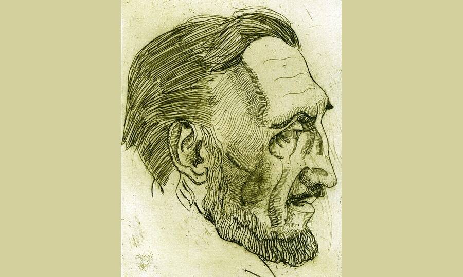 Портрет И.С. Шмелёва. Офорт по рисунку художника С.А. Залшупина, 1923 год. 