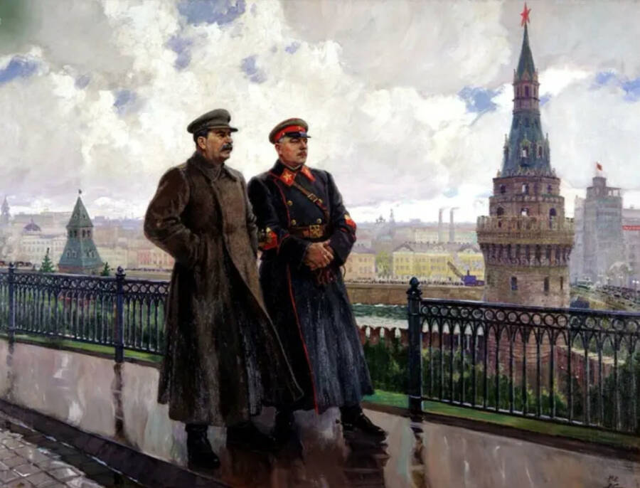 Картина «И. В. Сталин и К. Е. Ворошилов в Кремле». Александр Герасимов. 1938 год. Государственная Третьяковская галерея. 