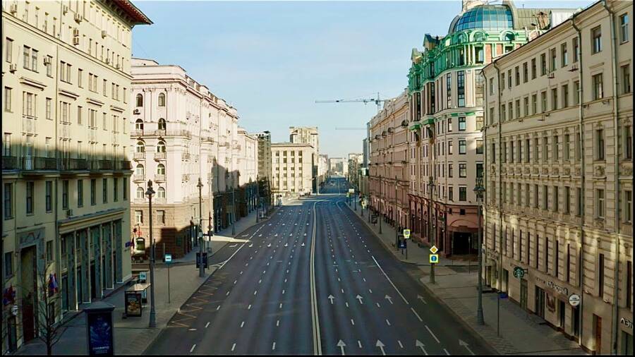 Empty streets of Moscow in the days of self-isolation during the new coronavirus outbreak. 