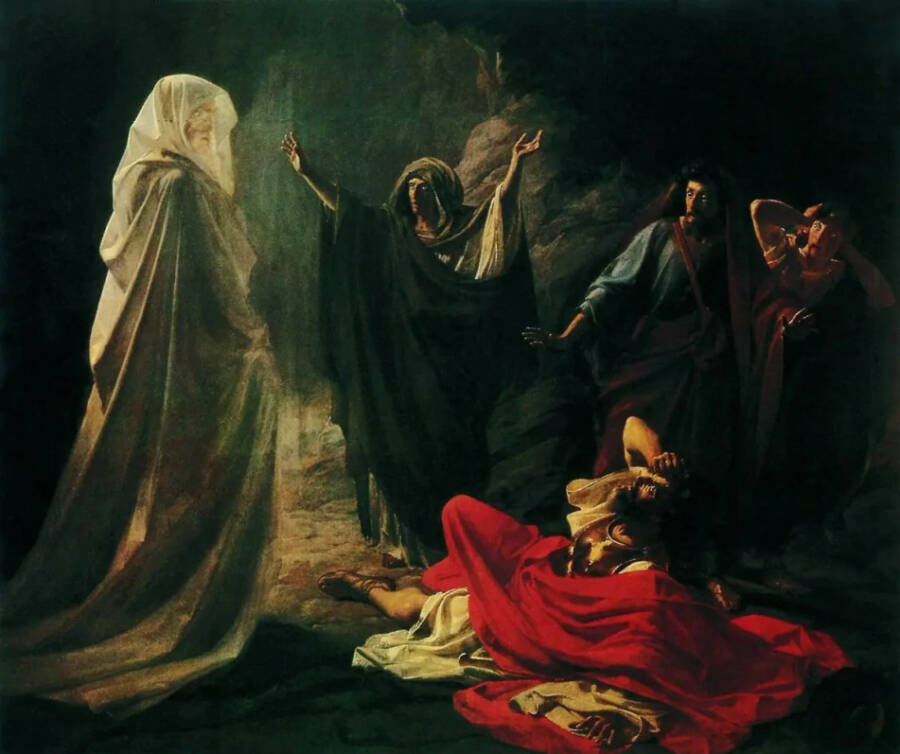 Картина «Саул у Аэндорской волшебницы» (встречается также название «Аэндорская волшебница вызывает тень Саула». 1856 год. 