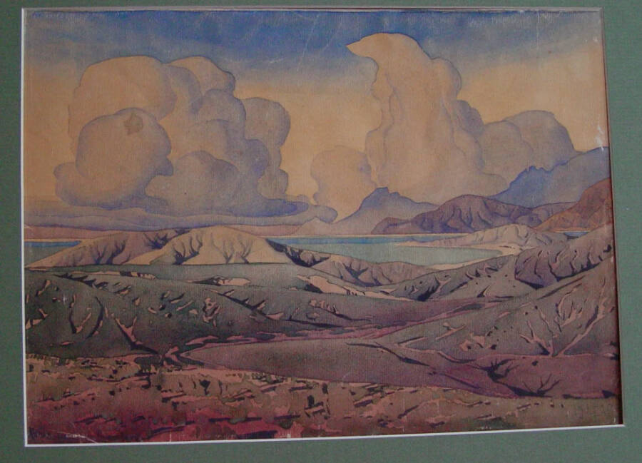 Акварель «Облака над озерром». 1929 год. Частная коллекция