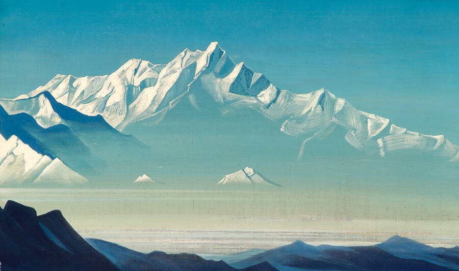 «Гора пяти сокровищ. (Два мира)». Из серии «Святые горы». 1933. Музей Н.К.Рериха, Нью-Йорк.