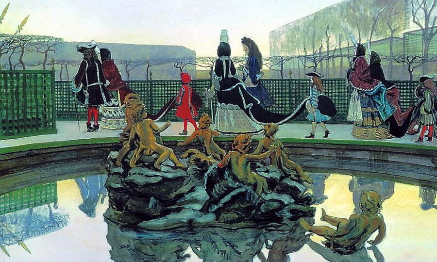 «Прогулка короля» (фрагмент). Художник А.Н. Бенуа, 1906 год. 