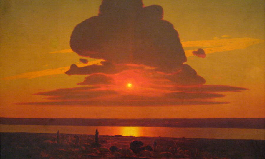 «Красный закат на Днепре», 1908 год (фрагмент).