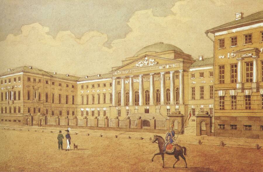 Старое здание Университета в 1820 году после восстановления