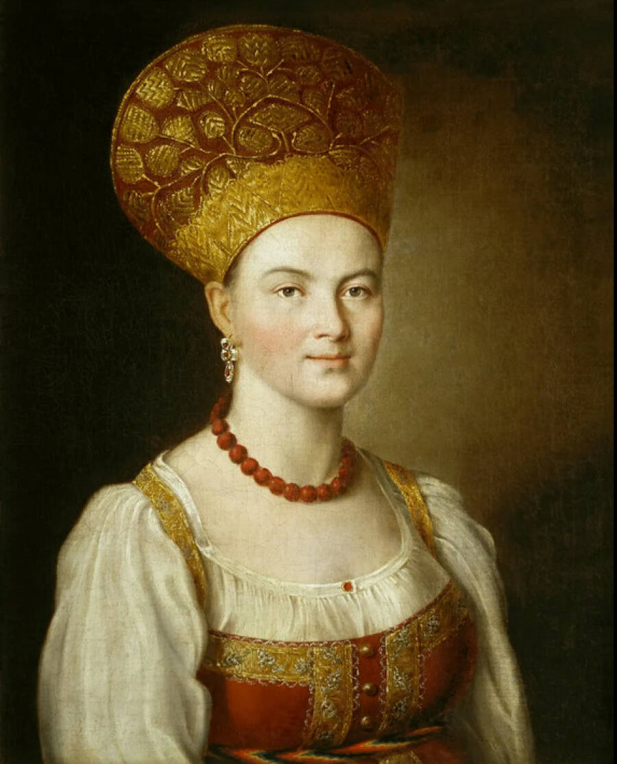 И. П. Аргунов. Портрет неизвестной крестьянки в русском костюме. 1784 год. Государственная Третьяковская галерея. 