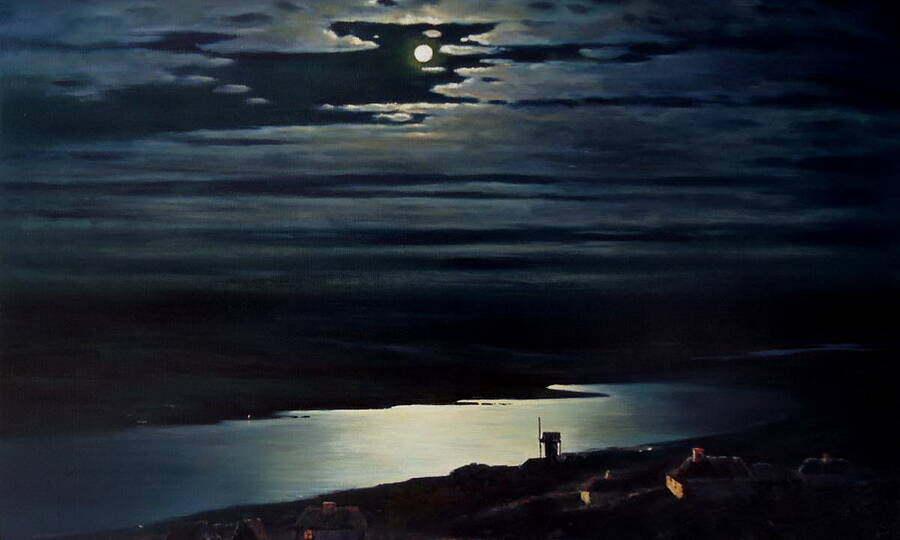 «Лунная ночь на Днепре», 1880 год (фрагмент). Возможно, самая известная картина А.И. Куинджи.