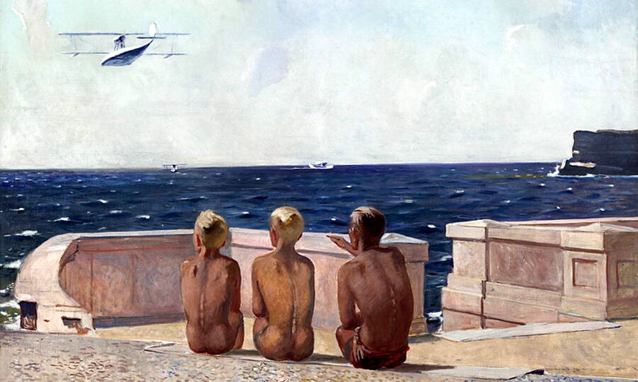 «Будущие лётчики» (фрагмент). Художник А.А. Дейнека, 1937 год. 