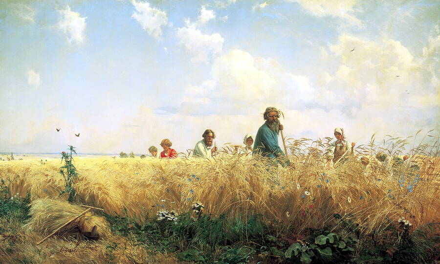 «Страдная пора» («Косцы»). Художник Г.Г. Мясоедов, 1887 год.