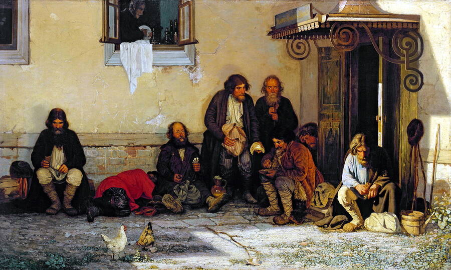 «Земство обедает» («Уездное земское собрание в обеденное время»). Художник Г.Г. Мясоедов, 1872 год. 