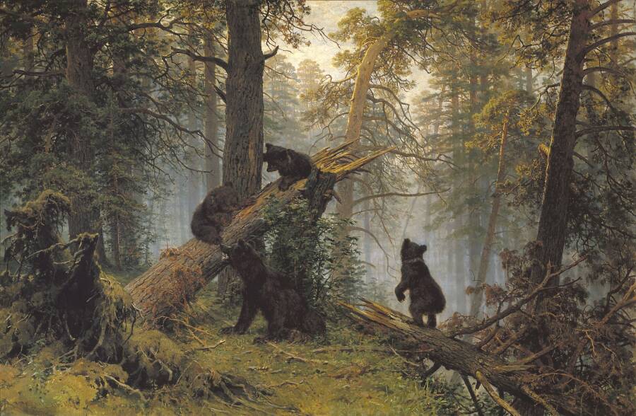 И.И. Шишкин, К.А. Савицкий «Утро в сосновом лесу», 1889 год. Из собрания Третьяковской галереи